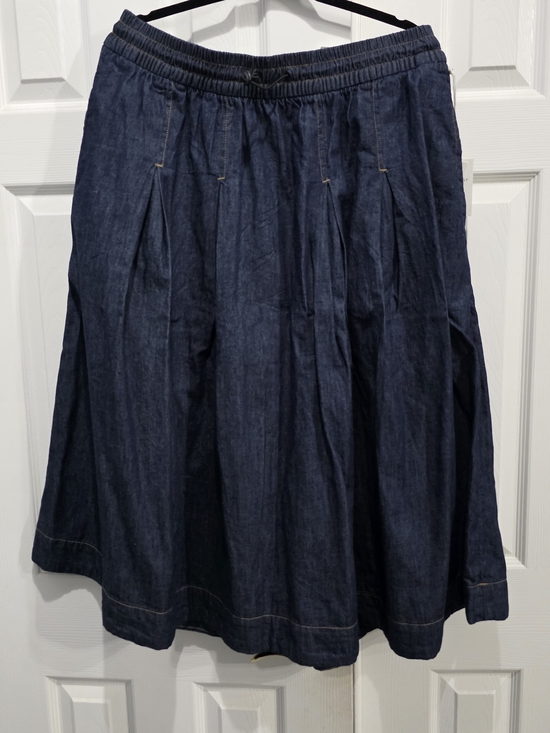 Free Assembly Dresses & Skirts - Elastic-Waist Dark Blue Denim A-Line Skirt